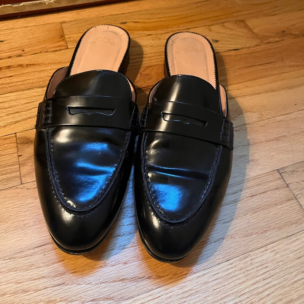 J Crew Leather Penny Loafer Mules
